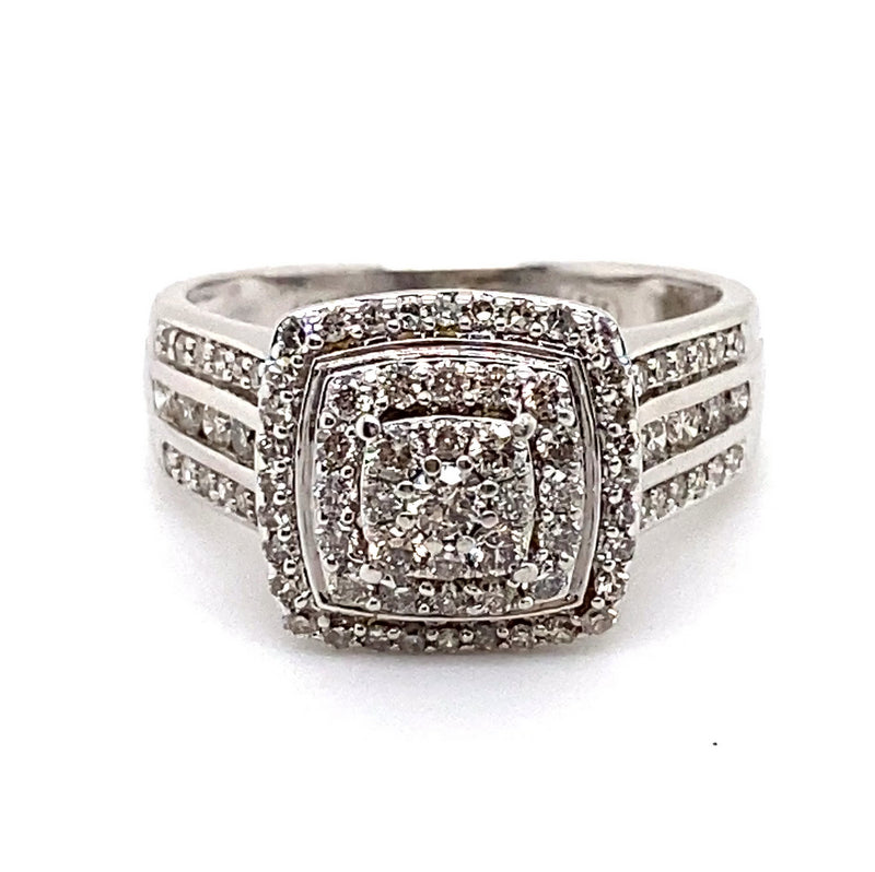 9CT WHITE GOLD FLOW UP STYLE DIAMOND DRESS RING VALUED @ $3299