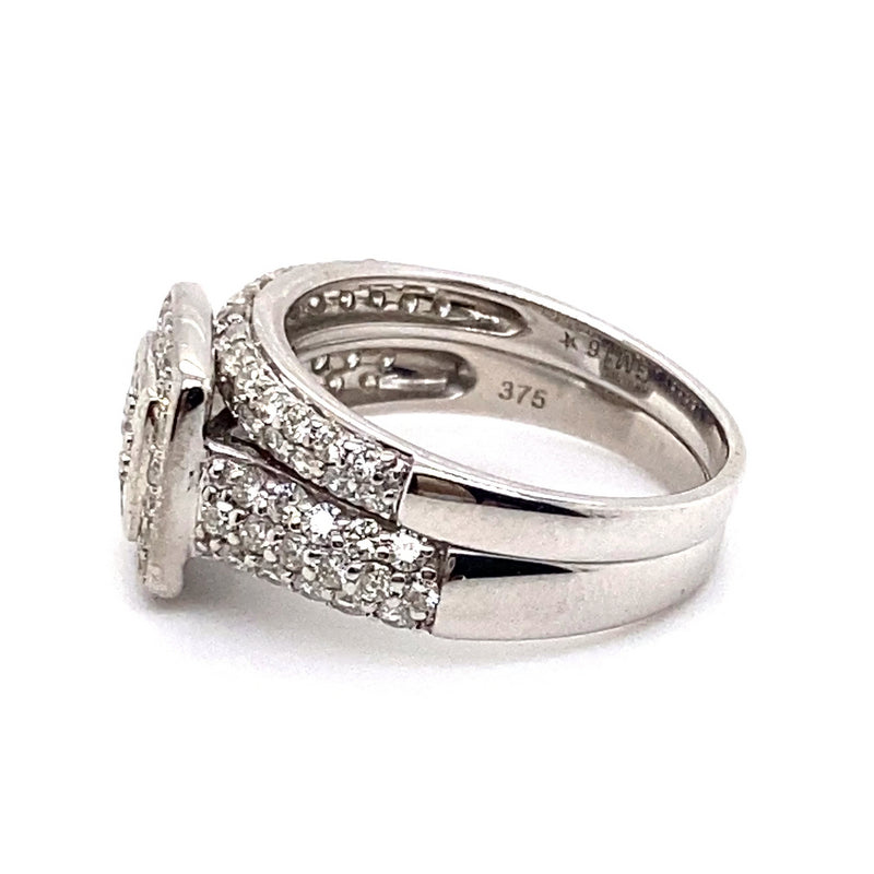 9CT WHITE GOLD FLOW UP STYLE DIAMOND BRIDAL SET VALUED @ $5499
