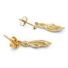 9CT YELLOW GOLD DIAMONDS SET IN CROSS LEAF DROP STYLE EARRINGS