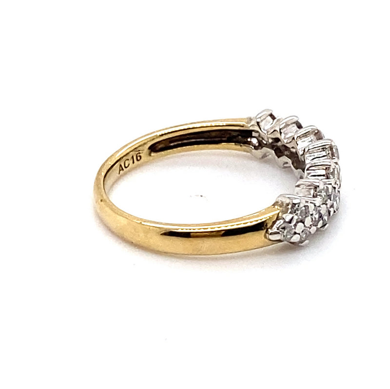 9CT YELLOW & WHITE GOLD THICKENED TOP DIAMOND DRESS RING VALUED @ $1999