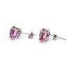 14CT WHITE GOLD CREATED PINK SAPPHIRE & DIAMOND EARRING