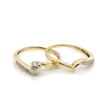 9CT YELLOW GOLD DIAMOND BRIDAL SET RINGS