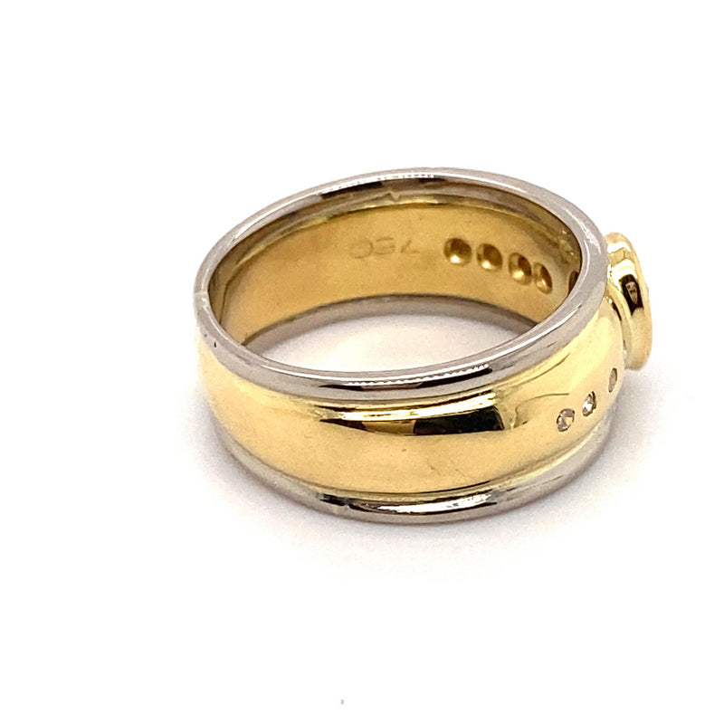 18CT YELLOW & WHITE GOLD RAIL EDGE SAPPHIRE & DIAMOND DRESS RING VALUED @ $5999