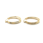 9CT YELLOW GOLD OVAL DOUBLE HOOP EARRINGS