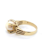 9CT YELLOW GOLD CULTURED PEARL SET IN SPLIT SHOULDER DRESS RING