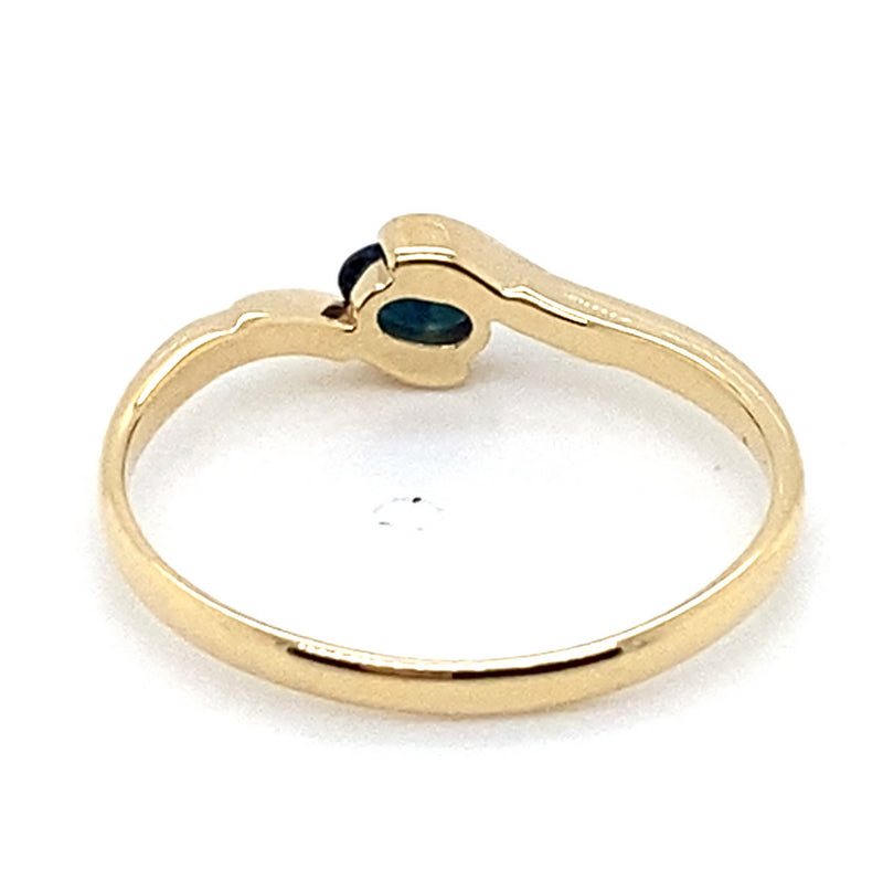 9CT YELLOW GOLD OVAL CUT SAPPHIRE SEMI BEZEL SET DRESS RING