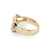 9CT YELLOW GOLD CUBIC ZIRCONIAS SET IN CROSS OVER C PATTERN RING