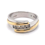 14CT YELLOW & WHITE GOLD CROSS OVER PATTERN DIAMOND DRESS RING VALUED @ $4199