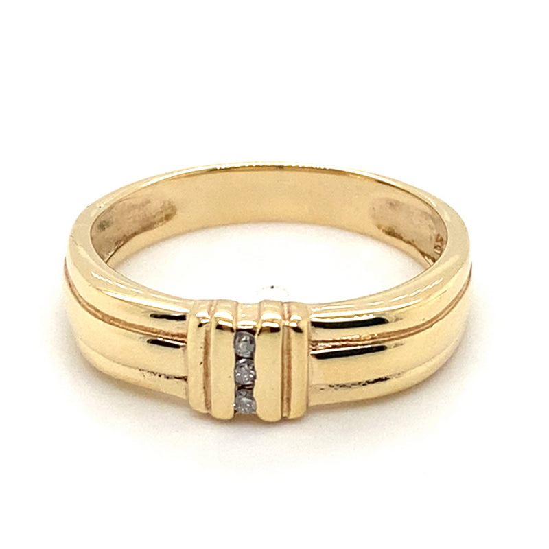 9CT YELLOW GOLD DIAMONDS CHANNEL SET IN THICKENED TOP MENS DRESS RING