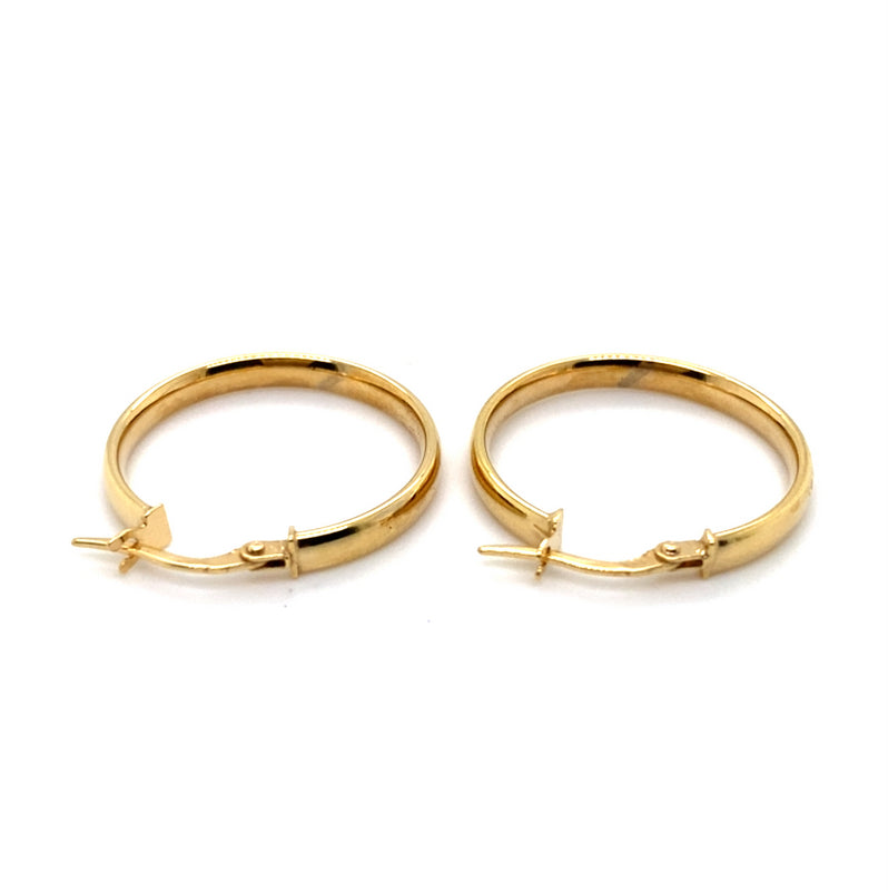 9CT YELLOW GOLD FLAT HOLLOW HOOP EARRING