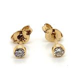 9CT YELLOW GOLD BEZEL SET DIAMOND STUD EARRINGS