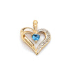 9CT YELLOW GOLD TOPAZ & DIAMOND SET IN DOUBLE HEART SHAPE PENDANT