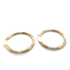 9CT YELLOW & WHITE GOLD ROUND PATTERNED HOOP EARRINGS TW 2.1g