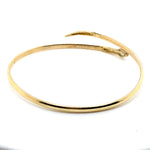 9CT YELLOW GOLD CROSS OVER TOP WITH SNAKE HEAD HOLLOW BANGLE