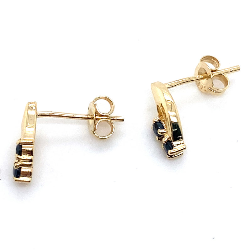 9CT YELLOW GOLD SAPPHIRES SET IN DROP STYLE EARRING