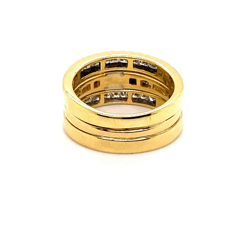 18CT YELLOW & WHITE GOLD JOINED THICKENED TOP BRIDAL SET VALUED @ $7599
