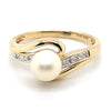 9CT YELLOW GOLD CULTURED PEARL AND DIAMOND DRESS RING