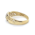 9CT YELLOW GOLD DIAMONDS SET IN CLUSTER SETING WITH FILIGREE SHOULDERS RING