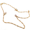 9CT YELLOW GOLD 29CM 3+1 FIGARO LINK ANKLET WITH 3 HEART SHAPE CZ'S