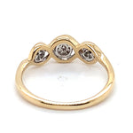 9CT YELLOW GOLD DIAMONDS SET IN THREE MINI CLUSTERS DRESS RING