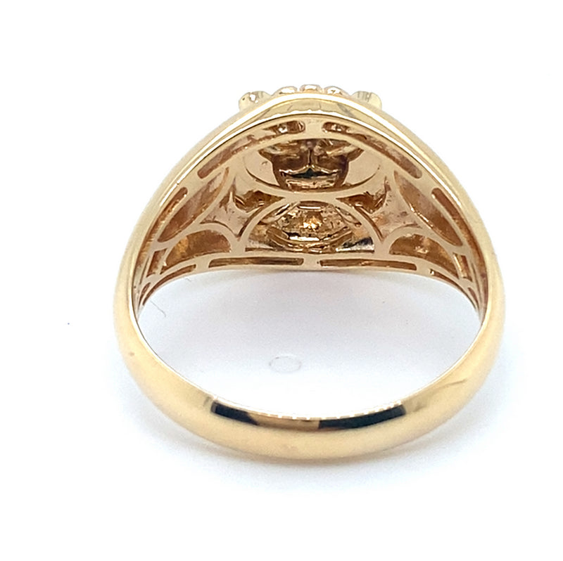 9CT YELLOW GOLD DIAMONDS SET IN EYES OF THE LION RING