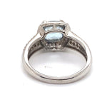 9CT WHITE GOLD AQUAMARINE & DIAMOND DRESS RING VALUED @ $2699