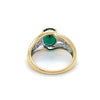 9CT YELLOW GOLD SYNTHETIC EMERALD & DIAMOND DRESS RING
