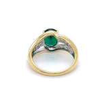 9CT YELLOW GOLD SYNTHETIC EMERALD & DIAMOND DRESS RING