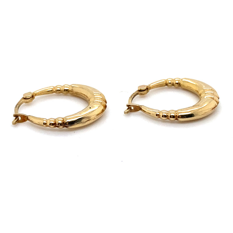 9CT YELLOW GOLD PATTERNED HOLLOW HOOP EARRINGS