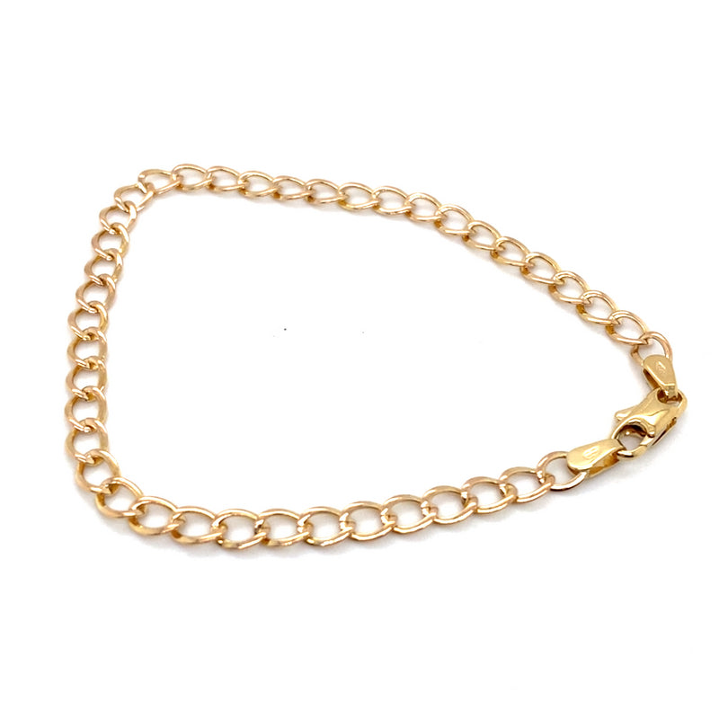 9CT YELLOW GOLD 18CM CURB LINK BRACELET