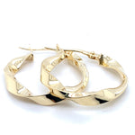 9CT YELLOW GOLD ROUND TWIST HOOP EARRINGS