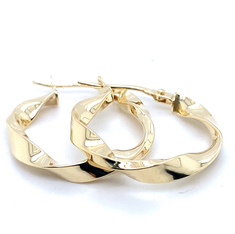9CT YELLOW GOLD ROUND TWIST HOOP EARRINGS