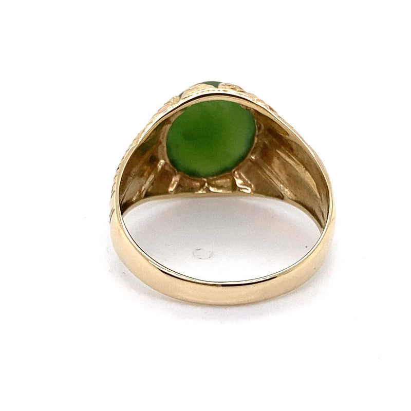 10CT YELLOW GOLD THICKENED TOP JADEITE DRESS RING VALUED @ $1499