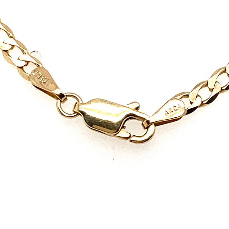 9CT YELLOW GOLD 50CM FLAT OPEN DIAMOND CUT CURB LINK CHAIN