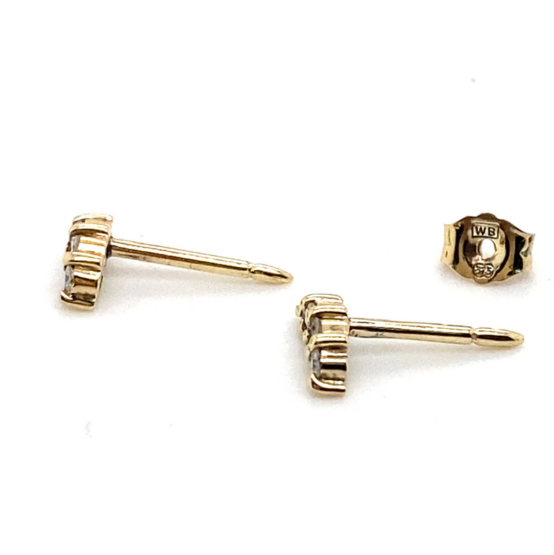 9CT YELLOW GOLD DIAMONDS SET IN CRESCENT MOON STUD EARRINGS