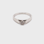 9CT WHITE GOLD POINTED SHOULDER DIAMOND DRESS RING VALUED @ $1100