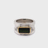 18CT WHITE GOLD RAIL EDGE TOURMALINE & DIAMOND DRESS RING VALUED @ $10799