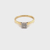 9CT YELLOW & WHITE GOLD POINTED SHOULDER DIAMOND DESS RING VALUED @ $1099
