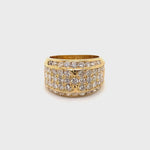 18CT YELLOW GOLD THICKENED TOP DIAMOND DRESS RING VALUED @ $6999