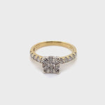 9CT YELLOW & WHITE GOLD THICKENED TOP STYLE DIAMOND DRESS RING VALUED @ $2899