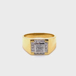 18CT YELLOW GOLD THICKENED TOP MENS DIAMOND DRESS RING VALUED @ $5499