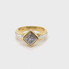 18CT YELLOW & WHITE GOLD BEZEL SET DIAMOND DRESS RING VALUED @ $5499
