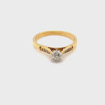 18CT YELLOW & WHITE GOLD POINTED SHOULDER DIAMOND DRESS RING VALUE @ $2099