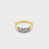 18CT YELLOW & WHITE GOLD POINTED SHOULDER DIAMOND DRESS RING VALUED @ $6199