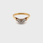 9CT YELLOW & WHITE GOLD DIAMONDS SET IN "V" SHAPE DRESS RING VALUED @ $899