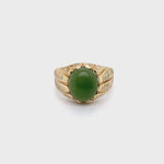 10CT YELLOW GOLD THICKENED TOP JADEITE DRESS RING VALUED @ $1499