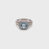 9CT WHITE GOLD AQUAMARINE & DIAMOND DRESS RING VALUED @ $2699