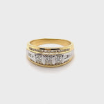 18CT YELLOW & WHITE GOLD THICKENED TOP DIAMOND DRESS RING VALUED @ $5999