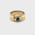 18CT YELLOW & WHITE GOLD RAIL EDGE SAPPHIRE & DIAMOND DRESS RING VALUED @ $5999