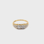 18CT YELLOW GOLD & PLATINUM ANTIQUE FILIGREE DIAMOND DRESS RING VALUED @ $2399